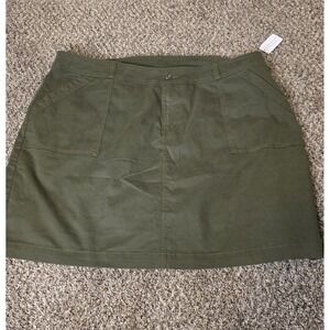 Christopher & Banks Skirt Womens 24W Green A-Line Utility Pockets Short Casual